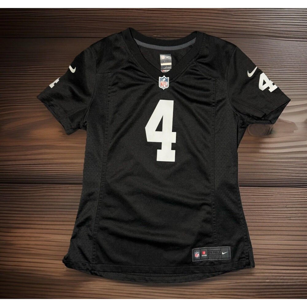 Las Vegas Raiders Jersey NFL Football Derek Carr #4 Black Women’s Size Medium